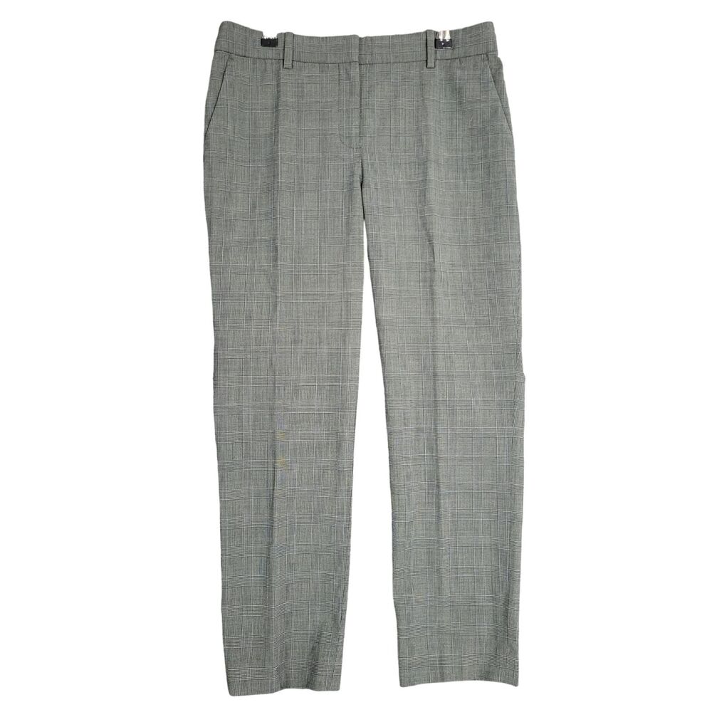THEORY Treeca 2 Gray Plaid Virgin Wool Cropped Trouser Pants Academia SIZE 6